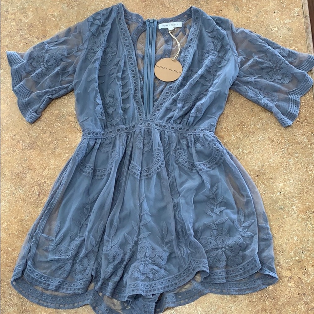 Blue lace romper